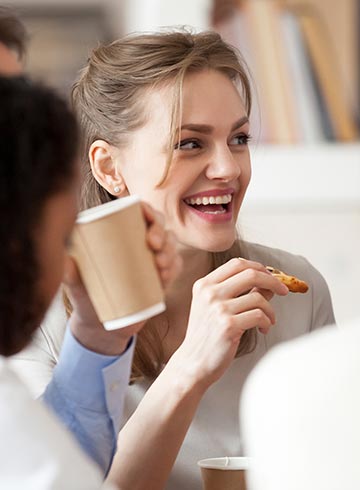 Coffee Shop De Pere WI Woman Eating Pastry Coffee Shop De Pere WI Woman Eating Pastry